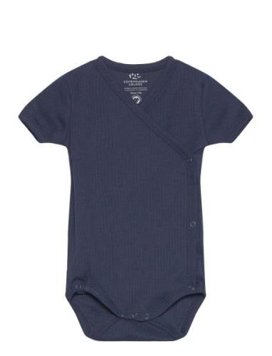 Baby Rib Jersey Body Crossover W. Ss Bodies Wrap Bodies Navy Copenhage...