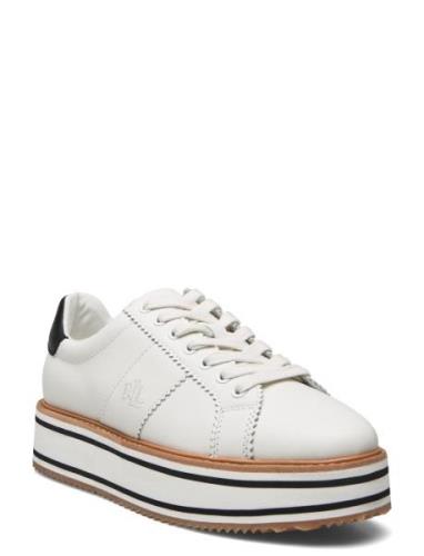 Amelia Leather Platform Sneaker Låga Sneakers Cream Lauren Ralph Laure...