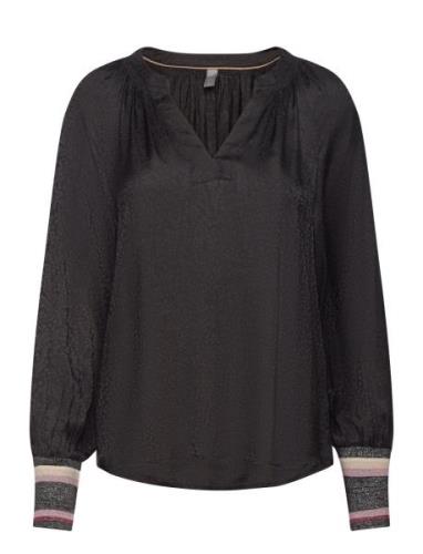 Cucecily Blouse Tops Blouses Long-sleeved Black Culture