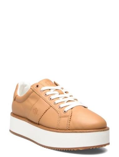 Amelia Nappa Leather Platform Sneaker Låga Sneakers Beige Lauren Ralph...