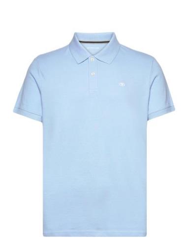 Basic Polo With Contrast Tops Polos Short-sleeved Blue Tom Tailor