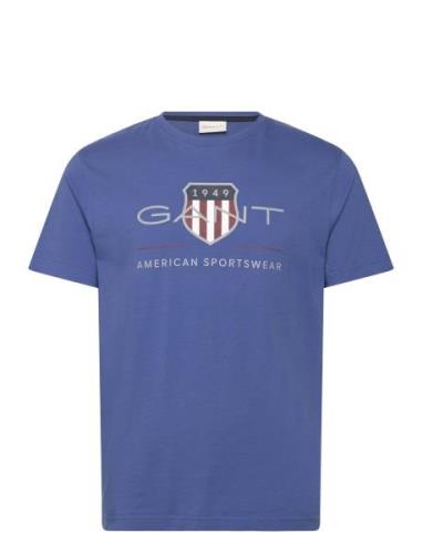 Reg Archive Shield Ss T-Shirt Tops T-shirts Short-sleeved Blue GANT