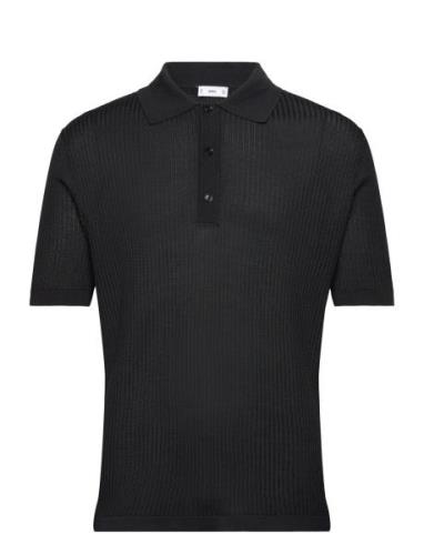 Knit Cotton Polo Shirt Tops Polos Short-sleeved Black Mango