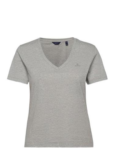Original V-Neck Ss T-Shirt Tops T-shirts & Tops Short-sleeved Grey GAN...