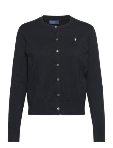 Cotton-Blend Cardigan Tops Knitwear Cardigans Black Polo Ralph Lauren