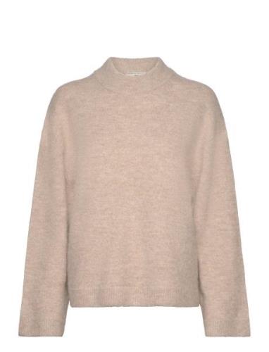 Crew Neck Knitted Sweater Tops Knitwear Jumpers Beige Gina Tricot