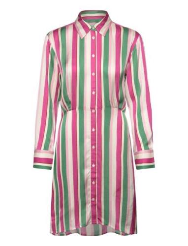 Striped Waist Shirt Dress Knälång Klänning Pink GANT