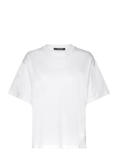 Logo Tape T-Shirt Tops T-shirts & Tops Short-sleeved White Karl Lagerf...