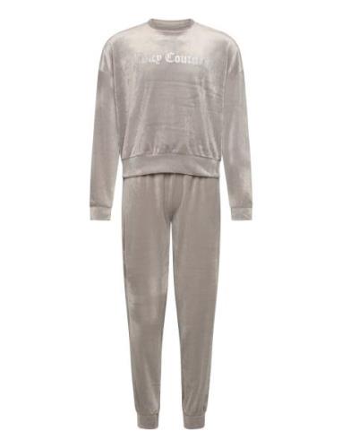 Velour Crew And Jog Lounge Set Sets Tracksuits Grey Juicy Couture