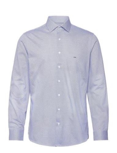 Printed Jersey Slim Shirt Tops Shirts Business Blue Michael Kors