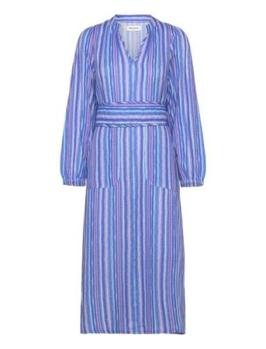 Parisll Midi Dress Ls Knälång Klänning Blue Lollys Laundry