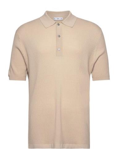 Knit Cotton Polo Shirt Tops Polos Short-sleeved Beige Mango