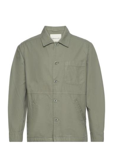 Gmnt Dyed Overshirt Tops Overshirts Khaki Green GANT