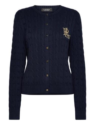 Lauren Ralph Lauren Cable-Knit Cotton Cardigan Marinblå