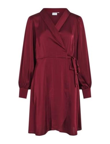 Vienna Ravenna L/S Short Wrap Dress-Noos Kort Klänning Red Vila