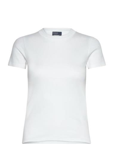 Ribbed Cotton Tee Tops T-shirts & Tops Short-sleeved White Polo Ralph ...
