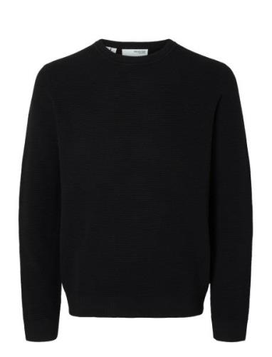 Selected Homme Slhross Ls Knit Structure Crew Neck Noos Svart