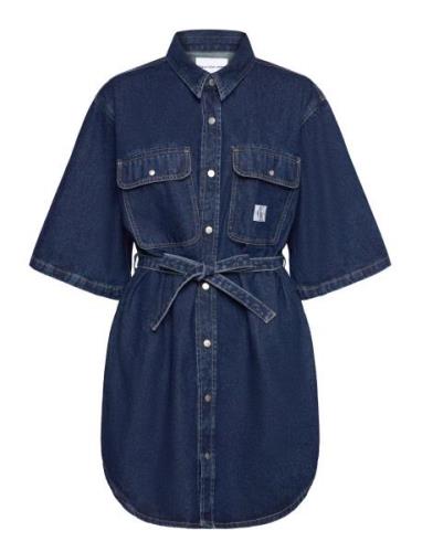 Utility Belted Shirt Dress Kort Klänning Blue Calvin Klein Jeans