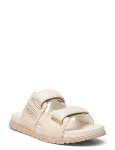 Lisa Leather Platta Sandaler Cream WODEN