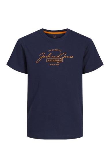 Jjferris Tee Ss Crew Neck Jnr Tops T-shirts Short-sleeved Navy Jack & ...