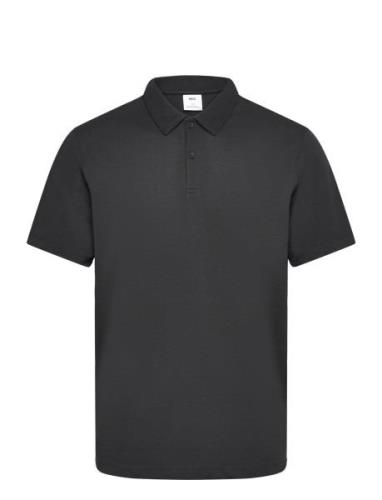 Slim-Fit Cotton Piqué Textured Polo Shirt Tops Polos Short-sleeved Bla...