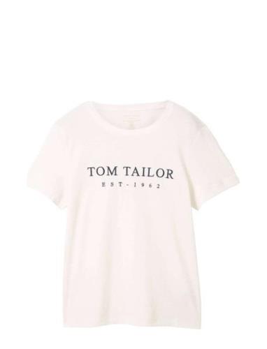 T-Shirt Logo Print Tops T-shirts & Tops Short-sleeved White Tom Tailor