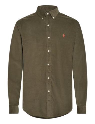 Custom Fit Corduroy Shirt Tops Shirts Casual Khaki Green Polo Ralph La...