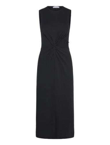 Midi-Dress With Draped Detail Knälång Klänning Black Mango