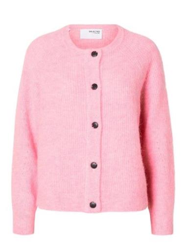 Slflulu Ls Knit Short Cardigan B Noos Tops Knitwear Cardigans Pink Sel...