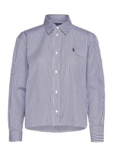 Striped Cotton Shirt Tops Shirts Long-sleeved Navy Polo Ralph Lauren