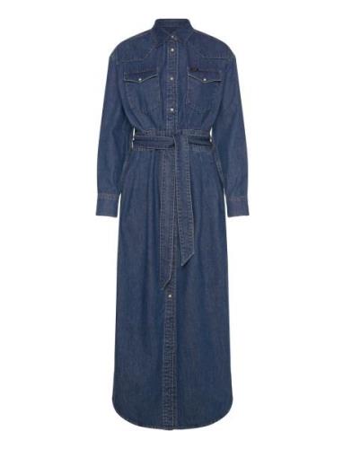 Belted Western Dress Knälång Klänning Blue Lee Jeans