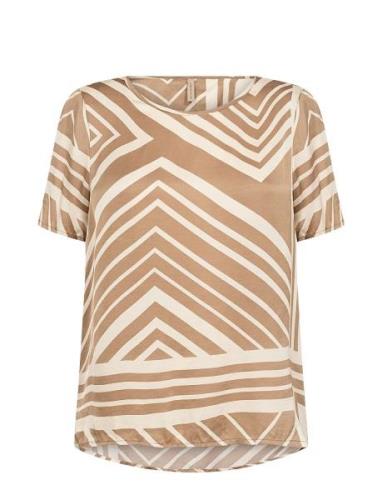 Sc-Faro Tops Blouses Short-sleeved Brown Soyaconcept