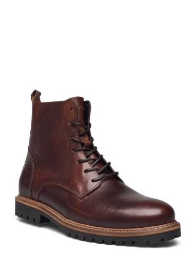 Troy Combat Boot Snörade Stövlar Brown Les Deux