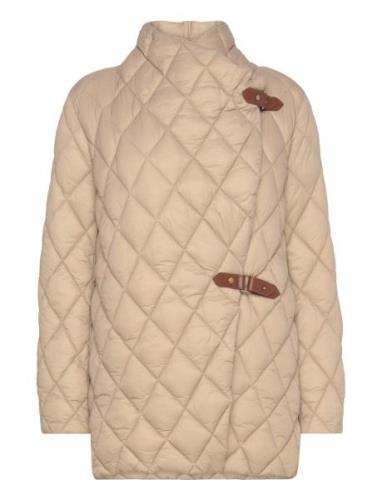 Lauren Ralph Lauren Buckle-Trim Diamond-Quilted Down Coat Beige