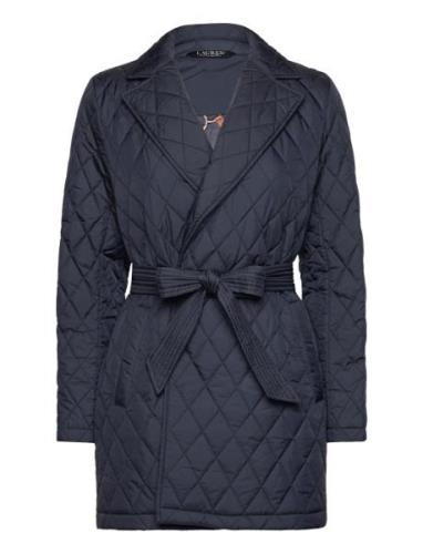 Diamond-Quilted Wrap Coat Kviltad Jacka Navy Lauren Ralph Lauren