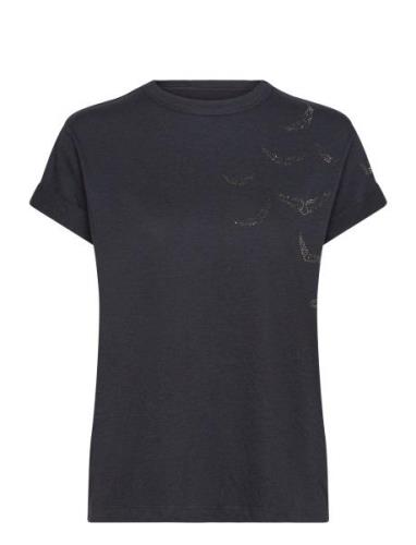 Anya Pcl Rain Strass Wings Tops T-shirts & Tops Short-sleeved Black Za...