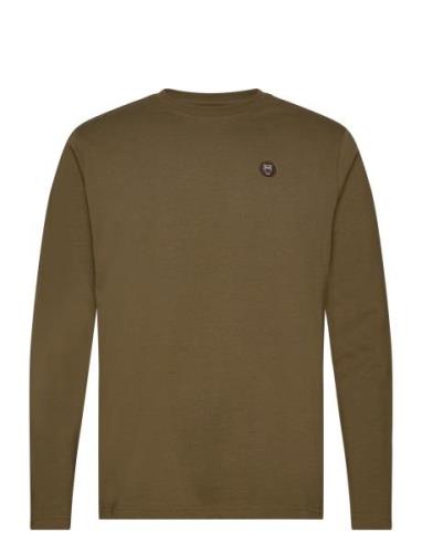 Knowledge Cotton Apparel Viggo Badge Long Sleeve - Regenerat Khaki Gre...