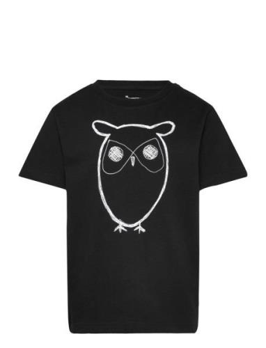 Knowledge Cotton Apparel Big Owl T-Shirt - Gots/Vegan Svart