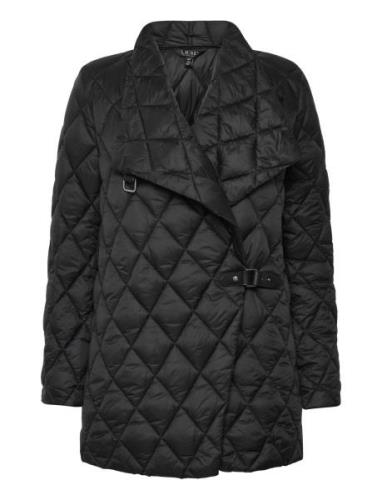 Lauren Ralph Lauren Buckle-Trim Diamond-Quilted Down Coat Svart