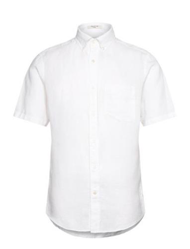 Reg Linen Ss Shirt Tops Shirts Short-sleeved White GANT