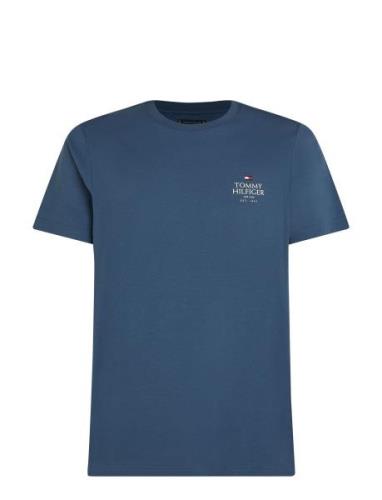 Hilfiger Stack Tee Tops T-shirts Short-sleeved Blue Tommy Hilfiger