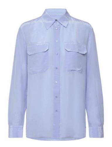 C_Biventi_5 Tops Shirts Long-sleeved Blue BOSS