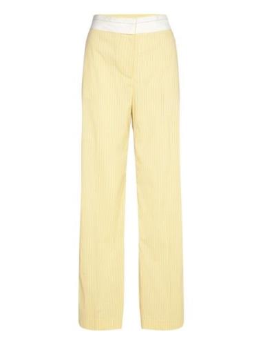 Sgbibbi, 2119 Poplin Lurex Bottoms Trousers Straight Leg Yellow STINE ...