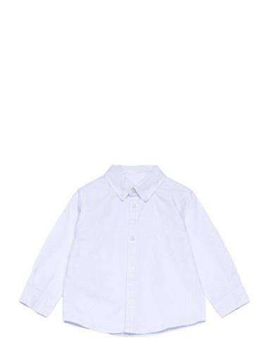 Oxford Cotton Shirt Tops Shirts Long-sleeved Shirts Blue Mango