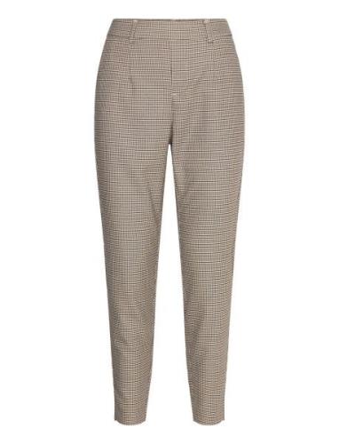 Objlisa Slim Pant Aop Noos Bottoms Trousers Slim Fit Trousers Beige Ob...