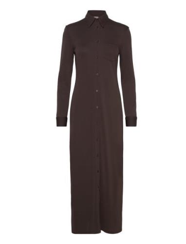 Jersey Shirt Dress Designers Maxi Dress Brown Filippa K