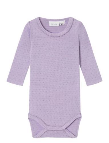 Nbfhusia R Ls Body Långärmad Bodysuit Purple Name It