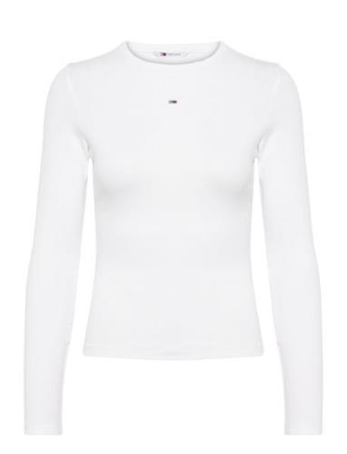 Tjw Slim Essential Rib Ls Tops T-shirts & Tops Long-sleeved White Tomm...