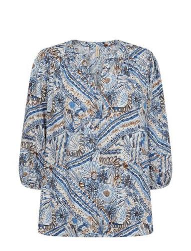 Sc-Fatana Tops Blouses Long-sleeved Blue Soyaconcept