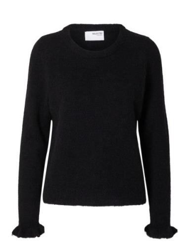 Slflulu Ls Knit Frill Cuff O-Neck Noos Tops Knitwear Jumpers Black Sel...